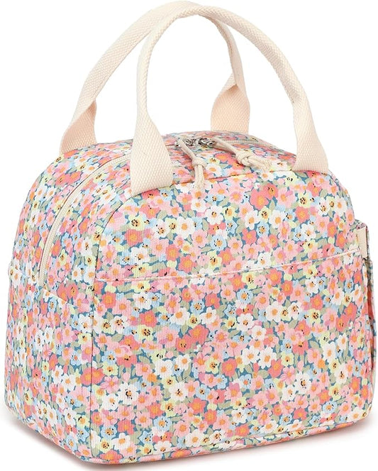 LEDAOU Lunch Box for Women Insulated Lunch Bag Corduroy Lunch Tote Bags Leakproof Cooler Lunch Case for Travel Work Picnic