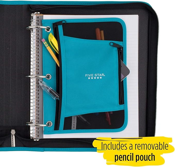 Five Star Zipper Binder, 2 Inch 3 Ring Binder, Xpanz Expandable with Interior Pockets, Assorted Colors, Color Selected For You, 1 Count (29040)