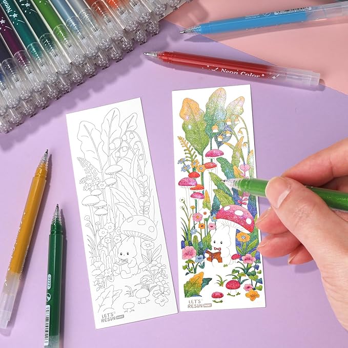 LET'S RESIN PAINT Glitter Gel Pens,44 Metallic Sparkly Colors Glitter Pens，Quick-Drying Gel Ink Pen,Retractable Colored Gel Pen for Adult Coloring Books，Valentine’s Day Gifts,Easter Basket Stuffers