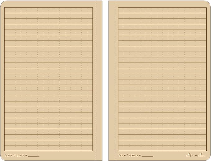 Rite in the Rain Weatherproof Soft Cover Notebook, 4.625" x 7.25", Tan Cover, Universal Pattern (No. 974T)