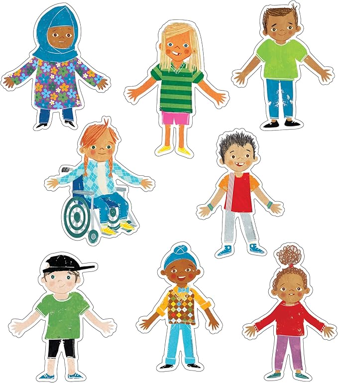 Carson Dellosa 36-Piece All are Welcome Children's Book Cutouts, Diverse Students and Kids Accents for Back to School, Bulletin Board, and Classroom Decor