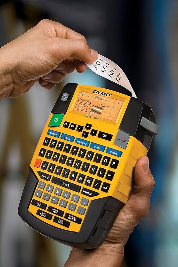 DYMO Rhino 4200 Industrial Label Maker Carry Case Kit with 1 Roll of 1/2" All-Purpose Vinyl Labels, Black on White
