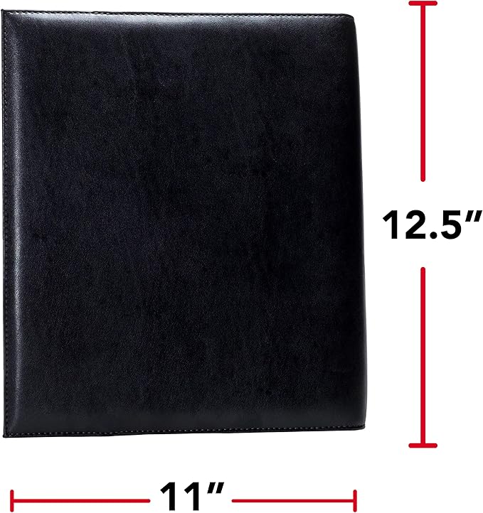 Case-it Pro Padfolio Portfolio Binder, 1 inch D-Ring Binder - 5 Tab Expanding File Folder, Multiple Pockets - Black (LL-PRO-243)