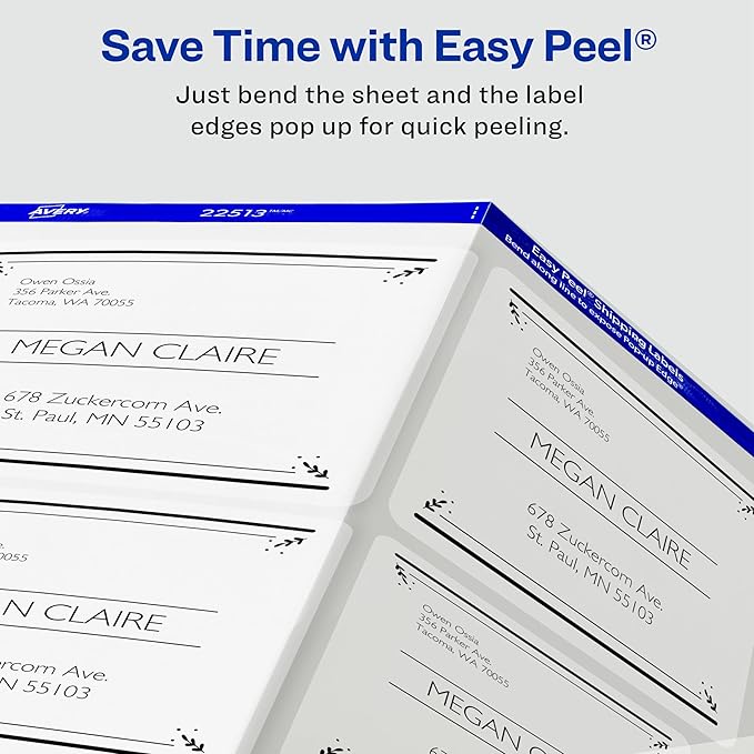 Avery Printable Shipping Labels with Sure Feed, 3-1/3" x 4", Matte Clear, 300 Blank Mailing Labels (5664)