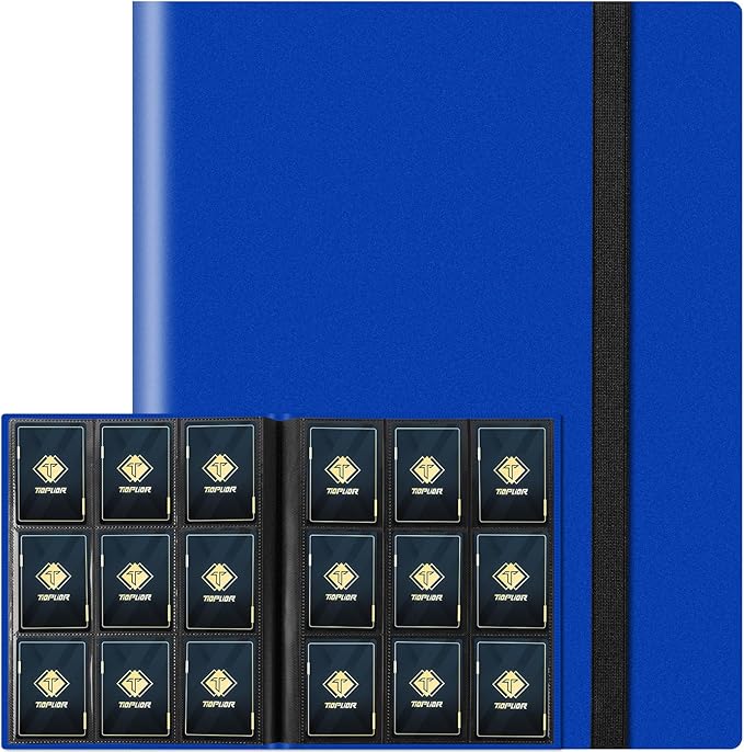 Trading Card Binder, Card Binder Album Folder Book Fit for MTG Baseball Football Sports Cards, Easy to Use Card Collection Binder (Navy Blue, 360 Pockets)
