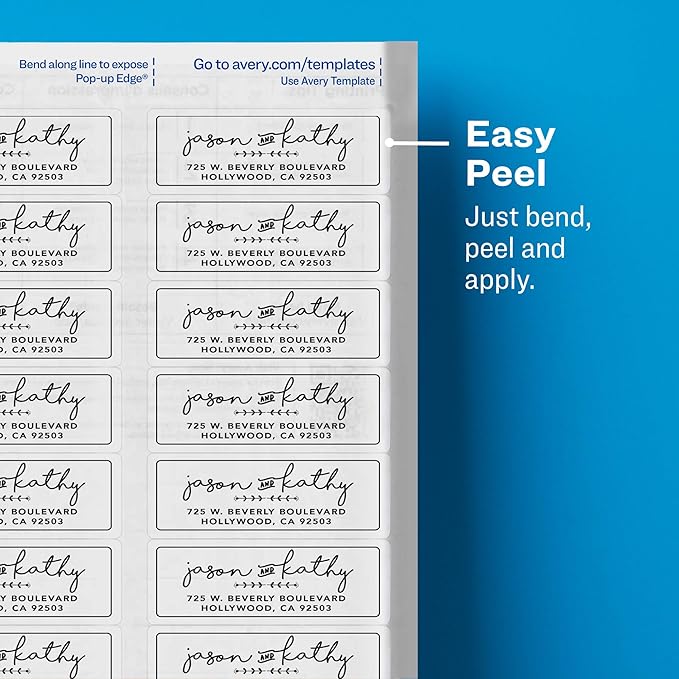 Avery Address Labels Clear 1" x 2-5/8" | Glossy | Sure Feed Technology | For Laser & Inkjet Printers | 300 Labels, Pack of 5