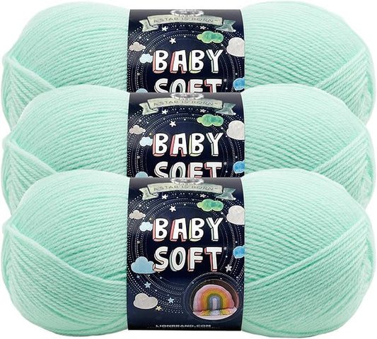 Lion Brand Yarn, Baby Soft Baby Blanket Yarn for Crocheting, Knitting, and Crafts, Mint Multicolor, 3 Pack