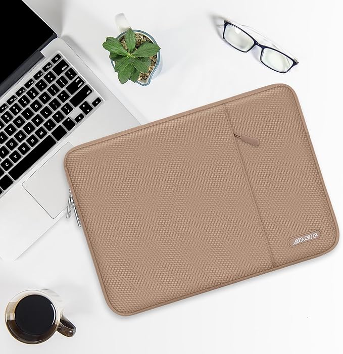 MOSISO Laptop Case 13 inch, 13 inch Laptop Sleeve Compatible with MacBook Air M4 M3 M2 M1 2025-2018 / Pro M2 M1 2025-2016, Polyester Vertical Computer Sleeve Bag with Pocket, Bronze Brown