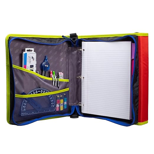 Case-it 6 Pack Z Shape Zipper Binder - Two Binders in One - Double Sided 1.5 Inch D-Ring - 500 Page Capacity - Comes with Shoulder Strap, Monster Design Z-176-ME-C-BLUR, Light Blue, Purple