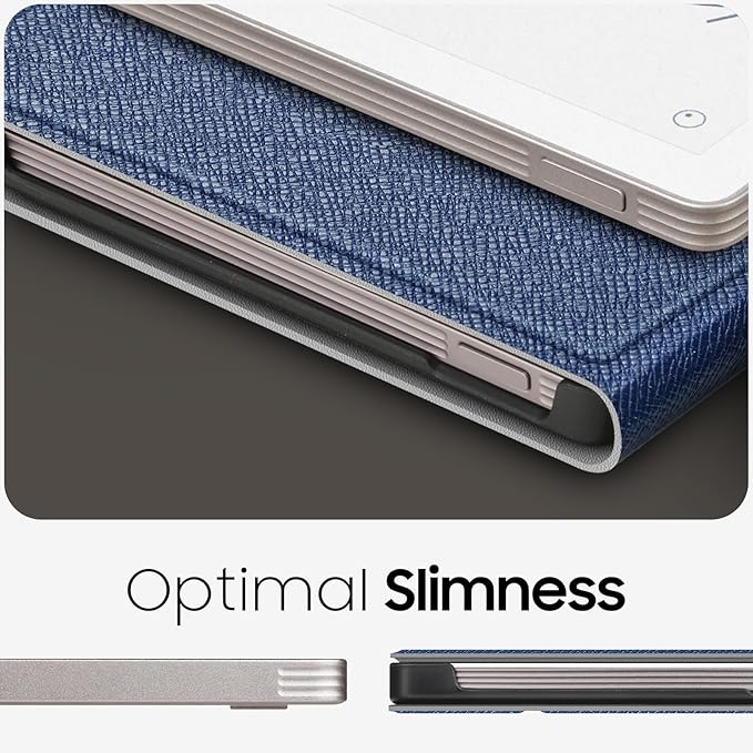 Fintie Case for 7.3" Remarkable Paper Pro Move 2025, [Built-in Pen Holder] PU Leather Hard Back Shell Flip Standing Cover Auto Wake/Sleep with Card Slot, Navy