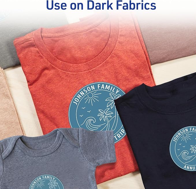 Avery Printable Heat Transfer Paper for Dark Fabrics, 8.5" x 11", Inkjet Printer Compatible, 5 Sheets of Iron On Transfer Paper, Great for Custom Shirts, Uniforms, Gifts, and More (3279)