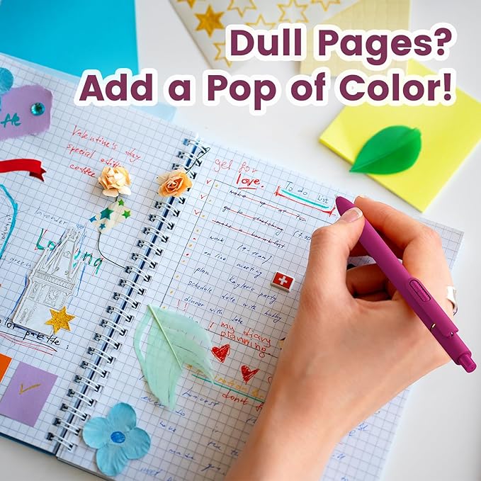 Colorful Gel Pens - 8 Pcs Colored Ink Pens Coloring | 0.7MM Smooth Writing Medium Point - Quick Drying Retractable Colored Pen for Journaling Note Taking (Vintage - 8Pcs