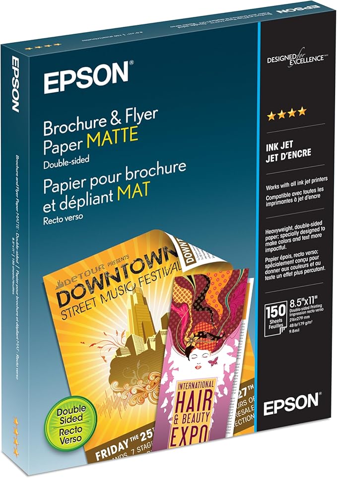 Epson Brochure and Flyer Paper Matte Double-Sided (S042384) 8.5" x 11"