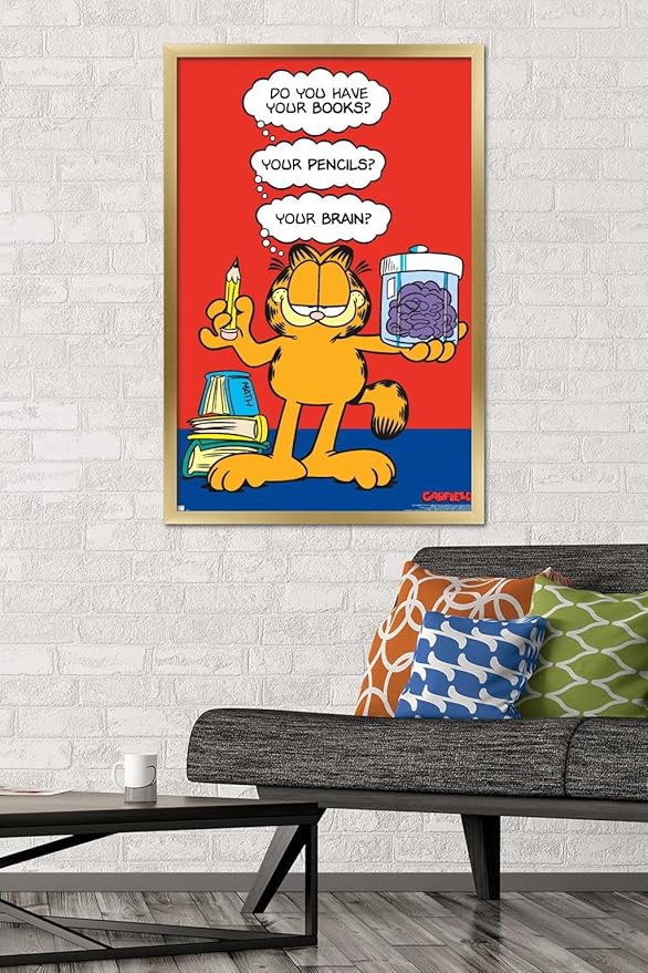 Garfield - Brain Wall Poster, 34L" x 22.4W", Gold Framed Version
