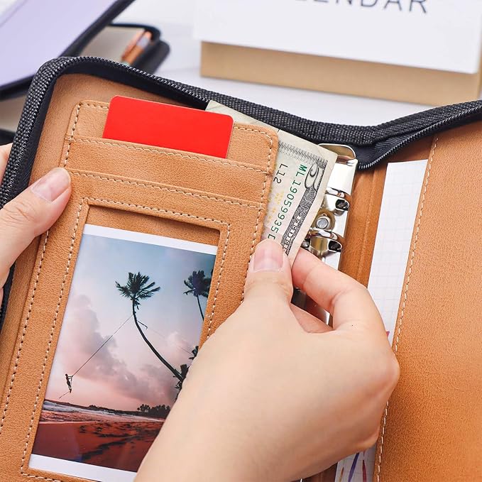 Black A6 Budget Binder Zipper PU Leather Binders Cover Refillable 6 Rings Loose Leaf Binding Cover for Planner Traveller Journal Accessories Supplies (Black A6 Binder)