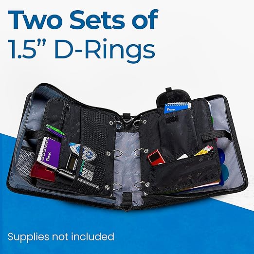 Case-it The Dual 2-in-1 Zipper Binder | Two 1.5-Inch D-Rings, 600 Sheet Capacity, Pencil Pouch & Multiple Pockets | School & Office Organizer with Shoulder Strap | Dual-101 Deep Purple | 6 Pack