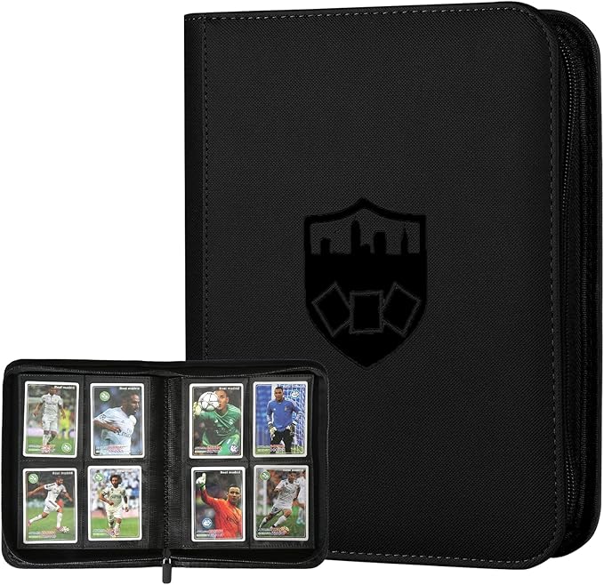 Trading Card Binder 4 Pocket, GERMUN PU Cover Card Binder for 160 Cards, Premium Trading Card Holder Folders, Double Sided Pocket Card Album for MTG, TCG (Black)