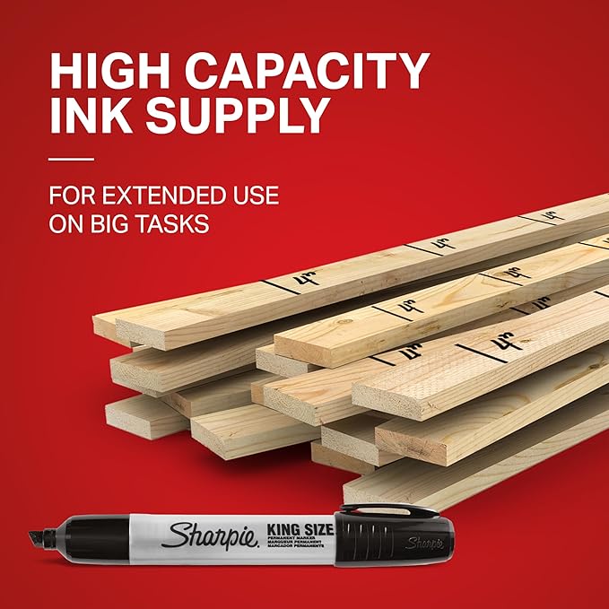 Sharpie® King Size Permanent Marker, Large Chisel Tip, Great for Poster Boards, Red, 12 Count