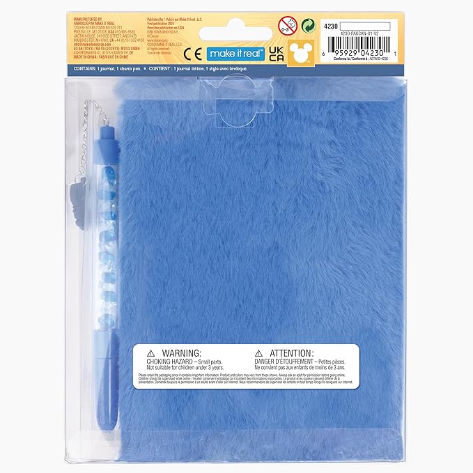 Make It Real: Disney: Stitch Cool Vibes Fuzzy Journal & Pen - 192 Lined Pages W/Fun Quotes & Images, Character Charm Pen, Plush Diary Cover, Kids 6+