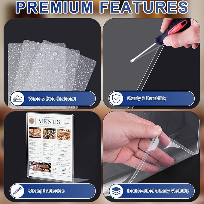 AKONEGE 20PCS 9" x 12" Rigid Print Protectors Clear Plastic Sheet Protectors, Heavy Duty Top Loading Document Holder, Menu Cover, Photo Poster Sleeves Hard Plastic Sleeves for Paper Art Prints