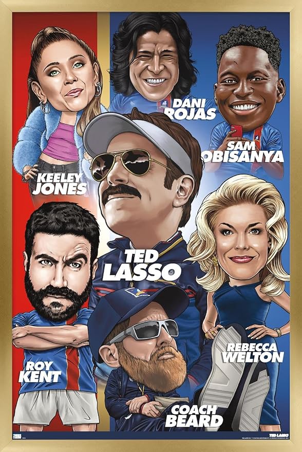 Ted Lasso - Character Grid Wall Poster, 22.4L" x 14.7W", Gold Framed Version