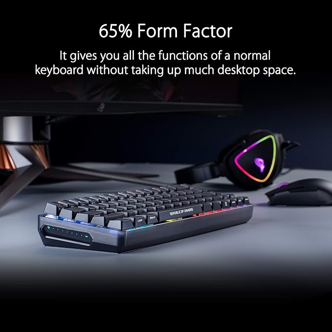 ASUS ROG Falchion NX 65% Wireless RGB Gaming Mechanical Keyboard | ROG NX Red Linear Switches, PBT Doubleshot Keycaps, Wired / 2.4G Hz, Touch Panel, Keyboard Cover Case, Macro Support