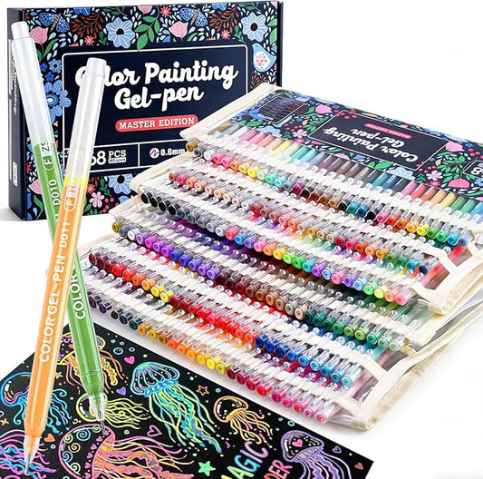 168Pcs Colored Gel Pens, 162 Colors 0.6mm Fine Point Gel Pens Colored Set for Adult Coloring Books, Journal Pen Markers for Coloring, Journaling Supplies, Writing Drawing Note Taking Office Home