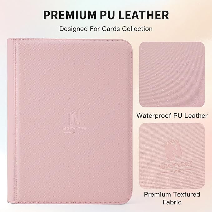 Trading Card Binder, Premium 9 Pocket 540 Double Sided Pocket Collection Binder, Card Album for TCG Card Holder for Game Card, Sports Card, Yugioh, MTG etc(Pink)