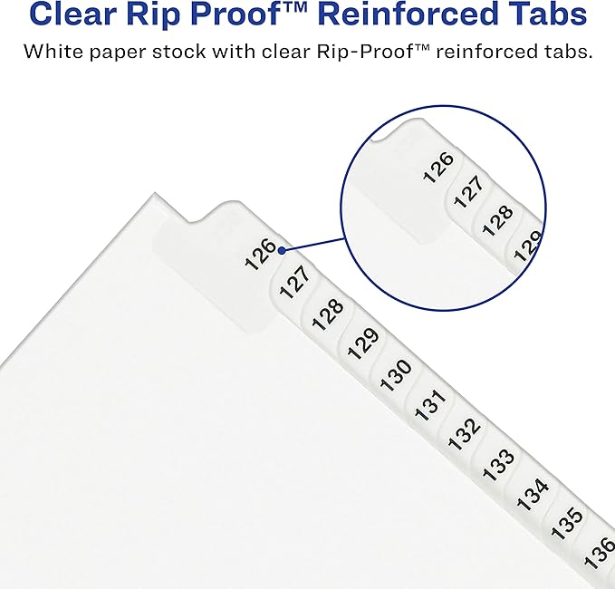 Avery Legal Dividers, Standard Collated Sets, 101-125 Tab Set (01334), White (Pack of 2)