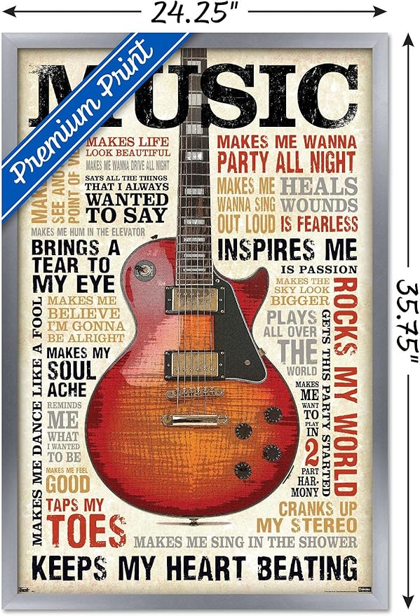 Trends International Music Inspires Me Wall Poster, 22.375" x 34", Silver Framed Version