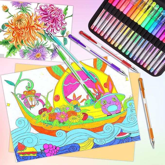 160 Pack Gel Pens for Adult Coloring Book, 80 Colors Gel Pens Colored with 80 Rifills, Glitter Gel Pens for Artists Drawing & Painting