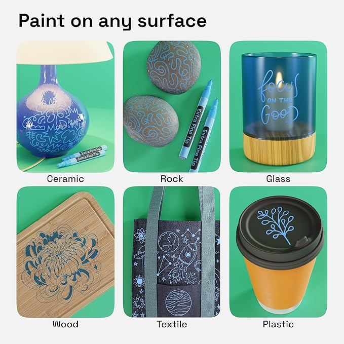 ARTISTRO 2 Light Blue Acrylic Paint Markers - 0.7mm Aqua Extra Fine-Tip Paint Pens - Perfect for Crafting, Art Projects, & More