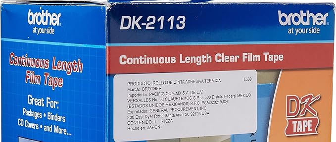 Brother Genuine DK-2113 Continuous Length Black on Clear Film Tape for Brother QL Label Printers, 2.4" x 50' (62mm x 15.2M), 1 Roll per Box, DK2113 (Pack of 3)