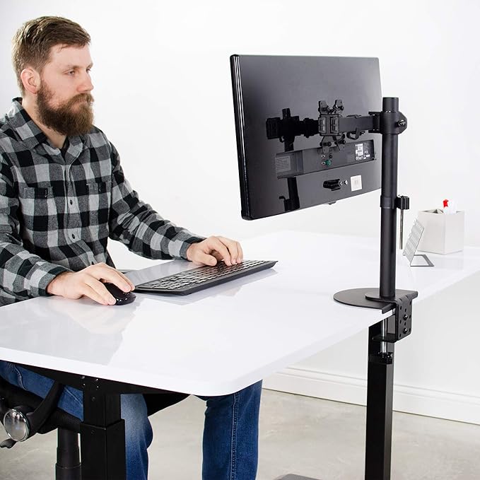 VIVO Steel Reinforcement Bracket Mount Plate for Thin, Glass, and Other Fragile Table Top Surfaces, Compatible with Most Monitor Stand C-Clamp Installations, Anti-Slip No Scratch, Black, STAND-AC01R