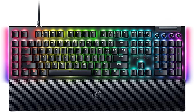 Razer BlackWidow V4 Mechanical Gaming Keyboard: Green Switches Tactile & Clicky - Chroma RGB - 6 Dedicated Macro Keys - Magnetic Wrist Rest- Multi-Function Roller &Media Keys (Renewed)