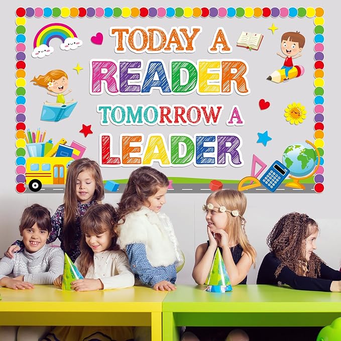 Read Bulletin Board Decorations Set Back to School Reading Classroom Decoration Today a Reader Tomorrow a Leader Paper Cutouts Welcome Bulletin Board Decor for School Kindergarten Door Chalkboard Wall