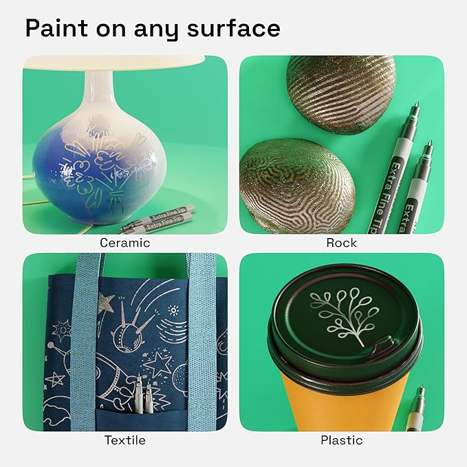 ARTISTRO 2 Silver Acrylic Paint Markers - 0.7mm Extra Fine-Tip Metallic Paint Pens - Perfect for Crafting, Art Projects, & More