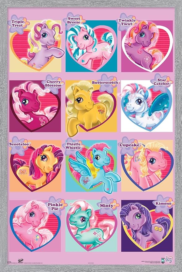 Hasbro My Little Pony - Chart Wall Poster, 34L" x 22.4W", Gray Framed Version