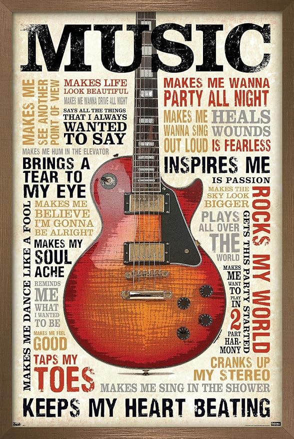 Trends International Music Inspires Me Wall Poster, 22.375" x 34", Bronze Framed Version