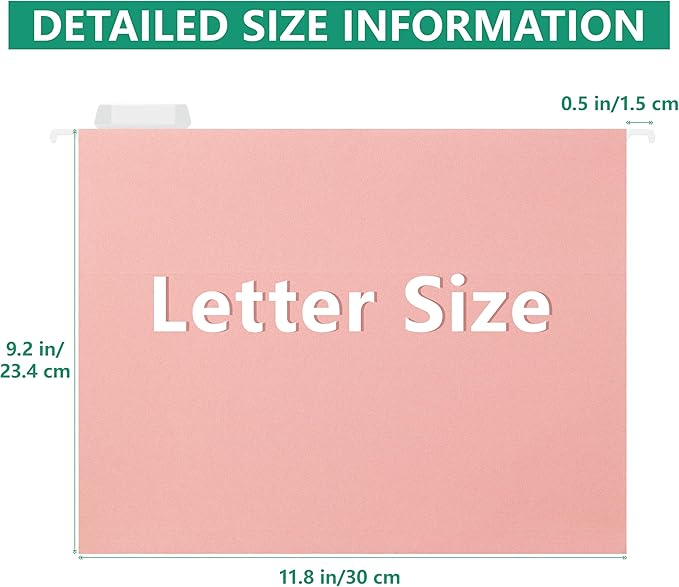 Pink File Folder,6 Pack Reinforced Letter Size Colored Hanging Folders with Heavy Duty,Designed for Bulky Files,Medical Charts,Assorted Colors