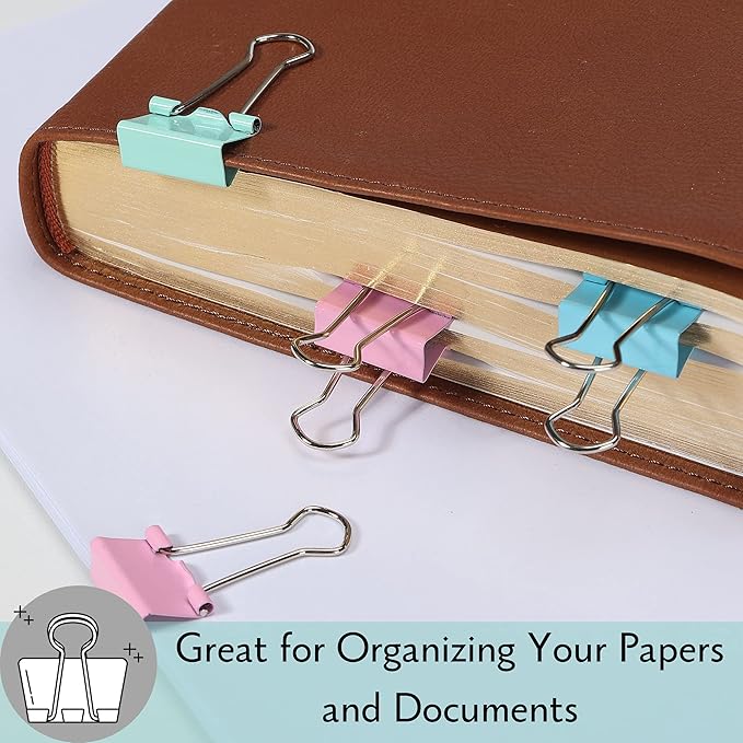 Mr. Pen- Small Binder Clips, 50 pcs, 0.75", Small Size, Pastel Color Metal Binder Paper Clips, Paper Clamps for Office Supplies, Home, School, Business, Document Organizing