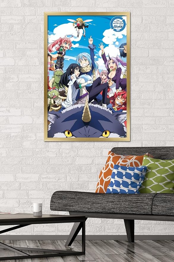 Trends International That Time I Got Reincarnated As A Slime - Group Wall Poster, 22.375" x 34", Gold Framed Version