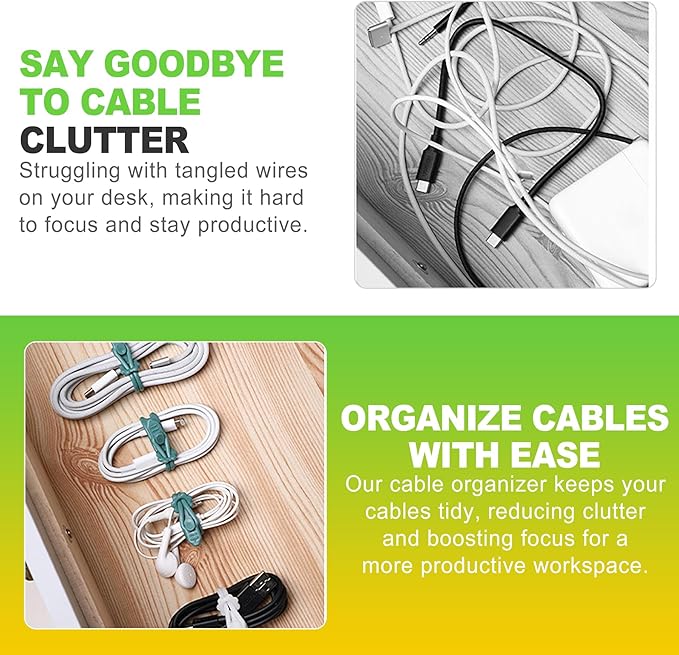 30 Pack Silicone Cable Ties Reusable Twist Ties for Cord Management Flexible Wire Organizers for Charging Cables Earbuds Power Cords Home Office Travel Accessory Multicolor