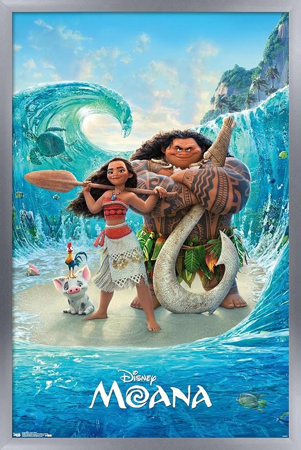 Disney Moana - Ocean Floor Wall Poster, 34L" x 22.4W", Silver Framed Version
