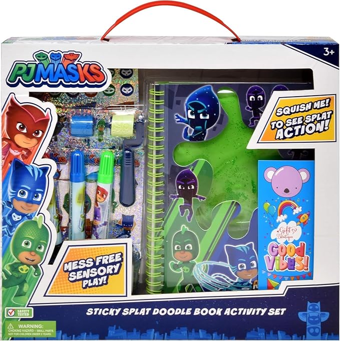 PJ Masks Drawing Diary Journal Art and Activity Set for Kids Mess Free Slime Art Coloring Sketch Book with Gift Boutique Bookmark Stickers Markers Roller Stamper and Ink Pad for Boys Girls Toddler