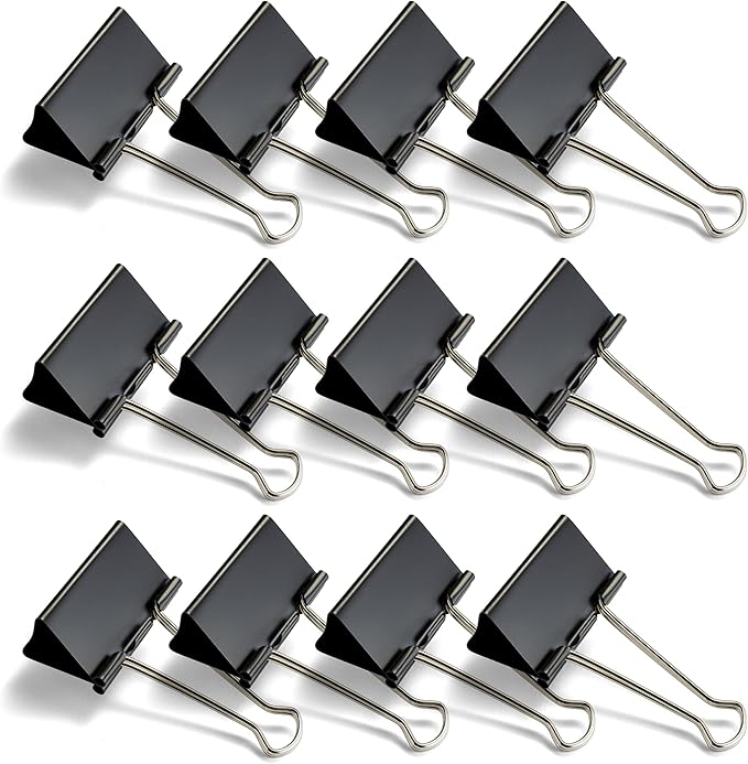Officemate Large Binder Clips, 2 inch Wide, 1 inch Capacity, Box of 12 (99100)