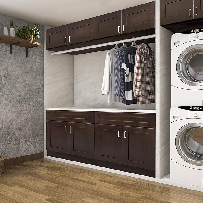 Design House Brookings Shaker Unassembled Wall Kitchen Cabinet W2736, 27 W x 12 D x 36 H, Brown, Solid Wood, Design House, 543058