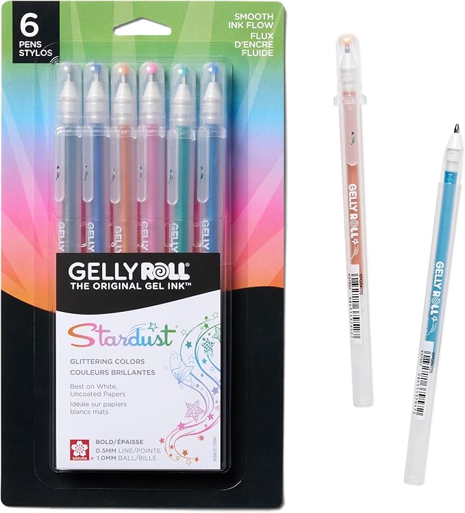 SAKURA 37904 6-Piece Gelly Roll Assorted Colors Stardust Meteor Pen Set