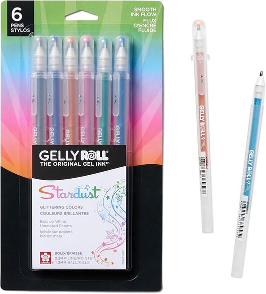SAKURA 37904 6-Piece Gelly Roll Assorted Colors Stardust Meteor Pen Set