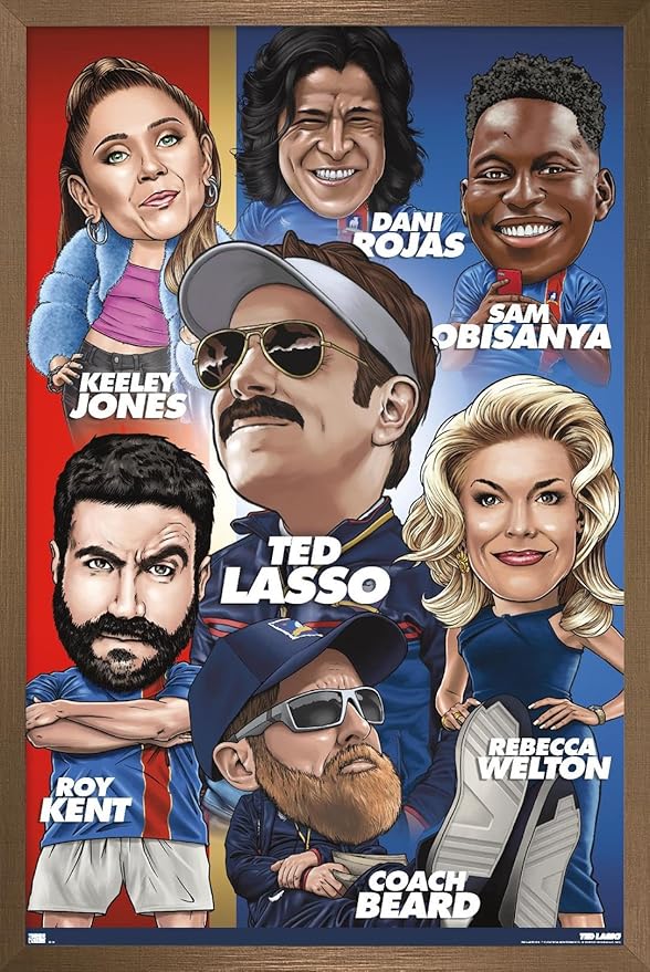 Ted Lasso - Character Grid Wall Poster, 34L" x 22.4W", Bronze Framed Version